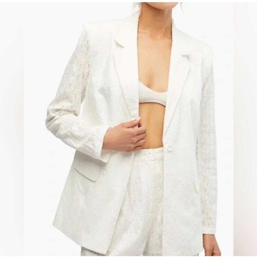 WeWoreWhat Eyelet Cotton Blazer White